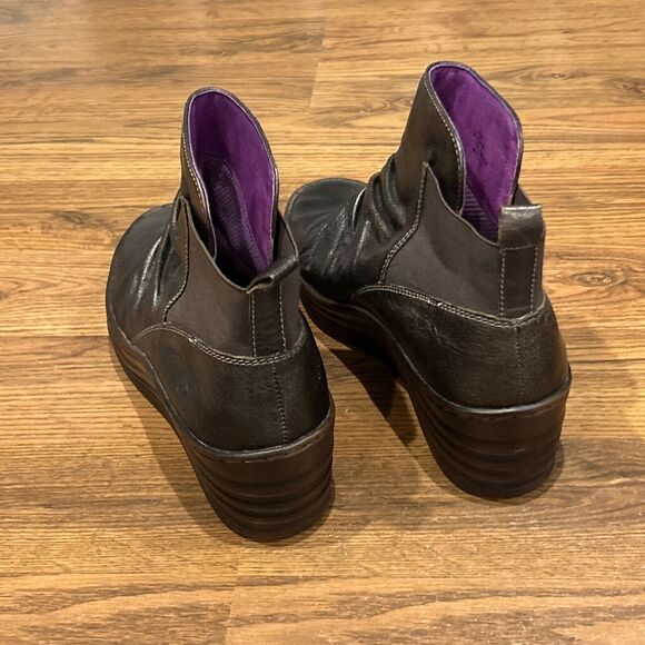 Bionica Gilford Shoes Womens 11 Dark Brown Leather Comfort Wedge Ankle Bootie - Picture 4 of 7